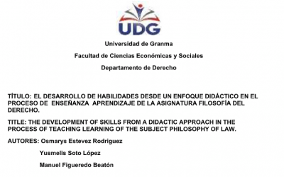 1.3 El desarrollo de  habilidades desde un enfoque didáctico en el proceso de enseñanza aprendizaje de la asignatura de Filosofía del Derecho.