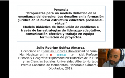 1.1- 1.3-1.5-1.8-1.11-1.14 “Propuestas para un modelo didáctico en la enseñanza del derecho: Los desafíos en la formación jurídica en la nueva estructura educativa presencial-virtual1 ” Modelo Didáctico de Resolución de conflictos a través de las estrategias de liderazgo adaptativo, comunicación efectiva y trabajo en equipo – formulación de proyectos.